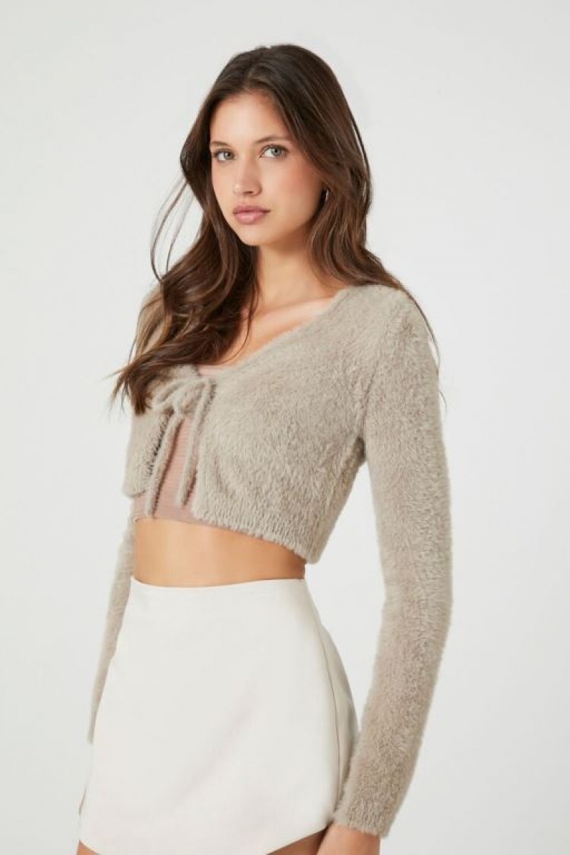 Cárdigan Forever 21 Fuzzy Cropped Mujer Goat | WjxVCcAHRpW