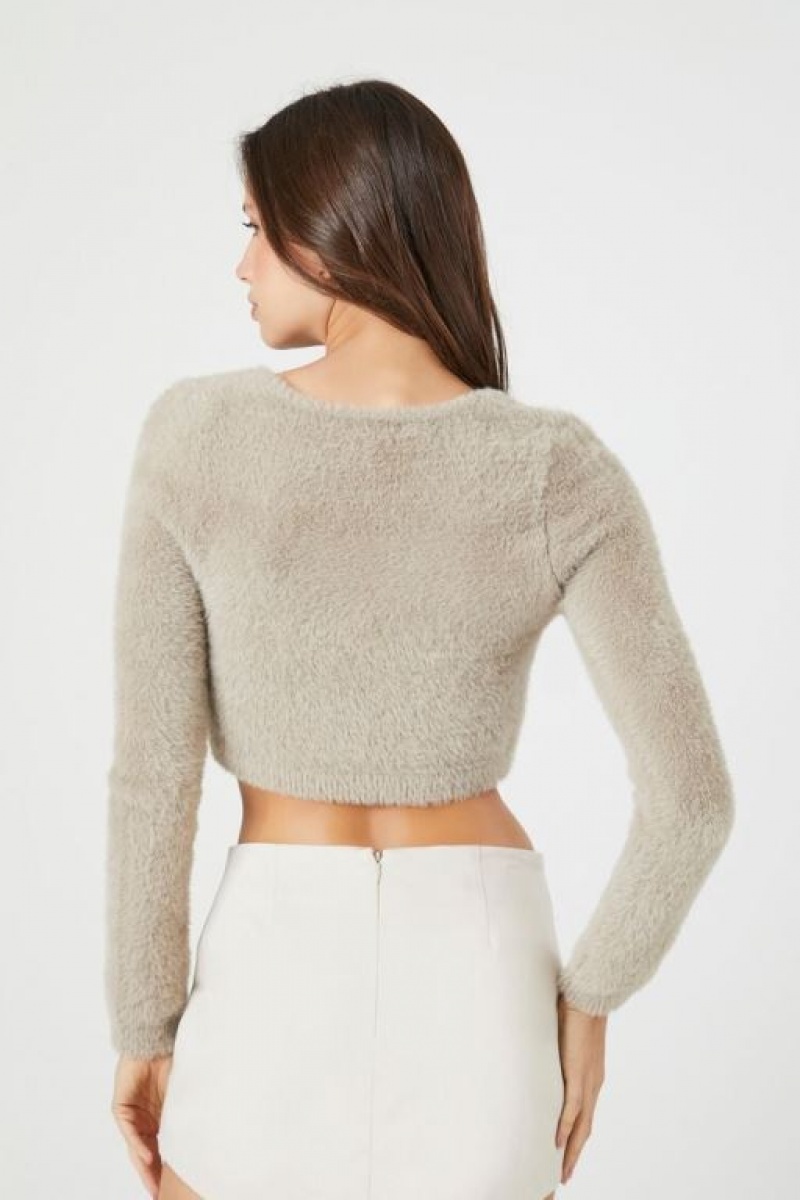 Cárdigan Forever 21 Fuzzy Cropped Mujer Goat | WjxVCcAHRpW