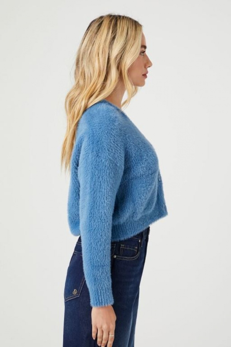 Cárdigan Forever 21 Fuzzy Mujer Azules | B1FOhBVNL7N