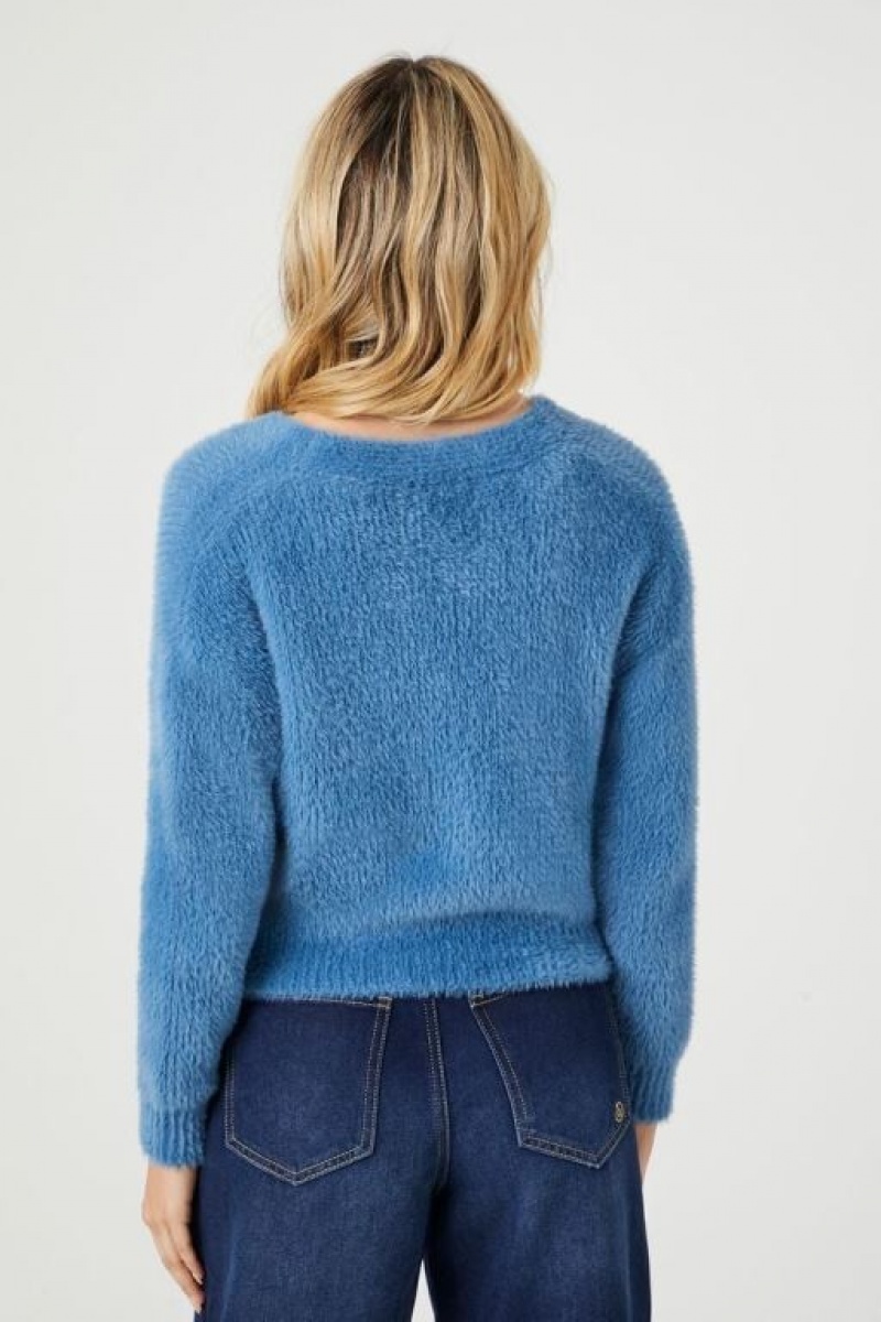 Cárdigan Forever 21 Fuzzy Mujer Azules | B1FOhBVNL7N