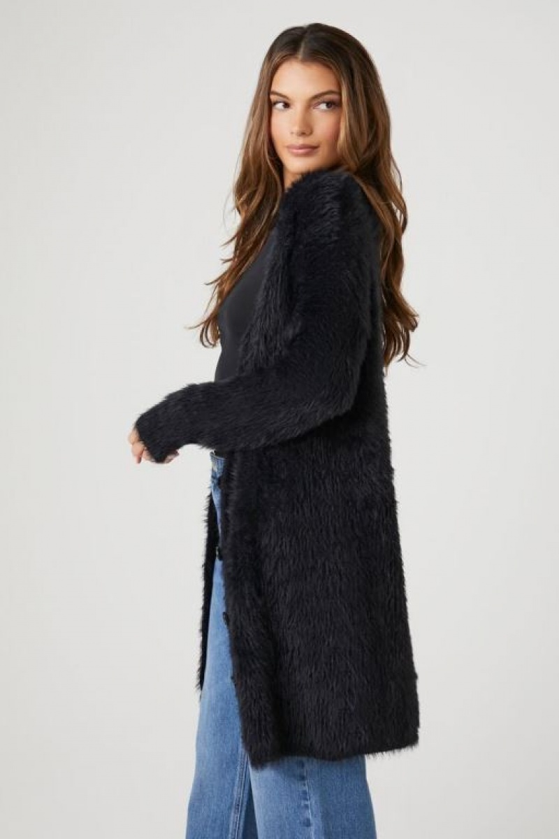 Cárdigan Forever 21 Fuzzy Mujer Negras | 4bk56Gus6tZ