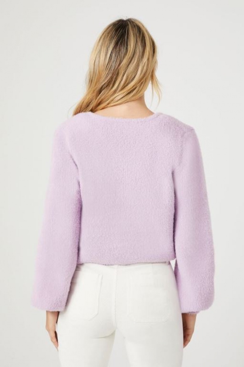 Cárdigan Forever 21 Fuzzy Set Mujer Lavanda | XNRweUVSikA