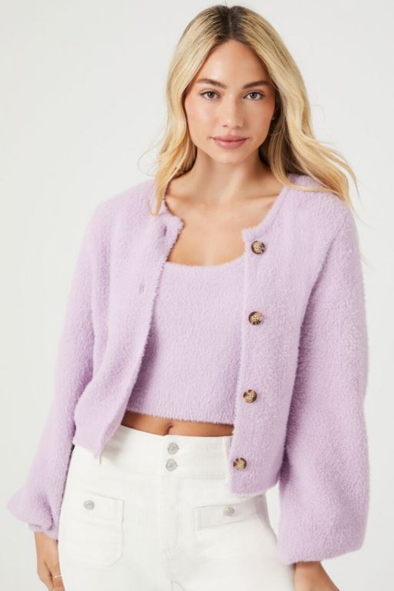 Cárdigan Forever 21 Fuzzy Set Mujer Lavanda | XNRweUVSikA