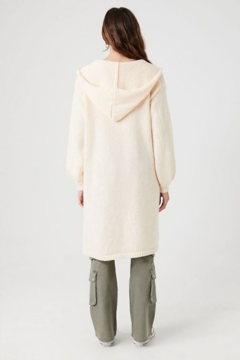 Cárdigan Forever 21 Hooded Mujer Creme | FB5Wbr24msJ