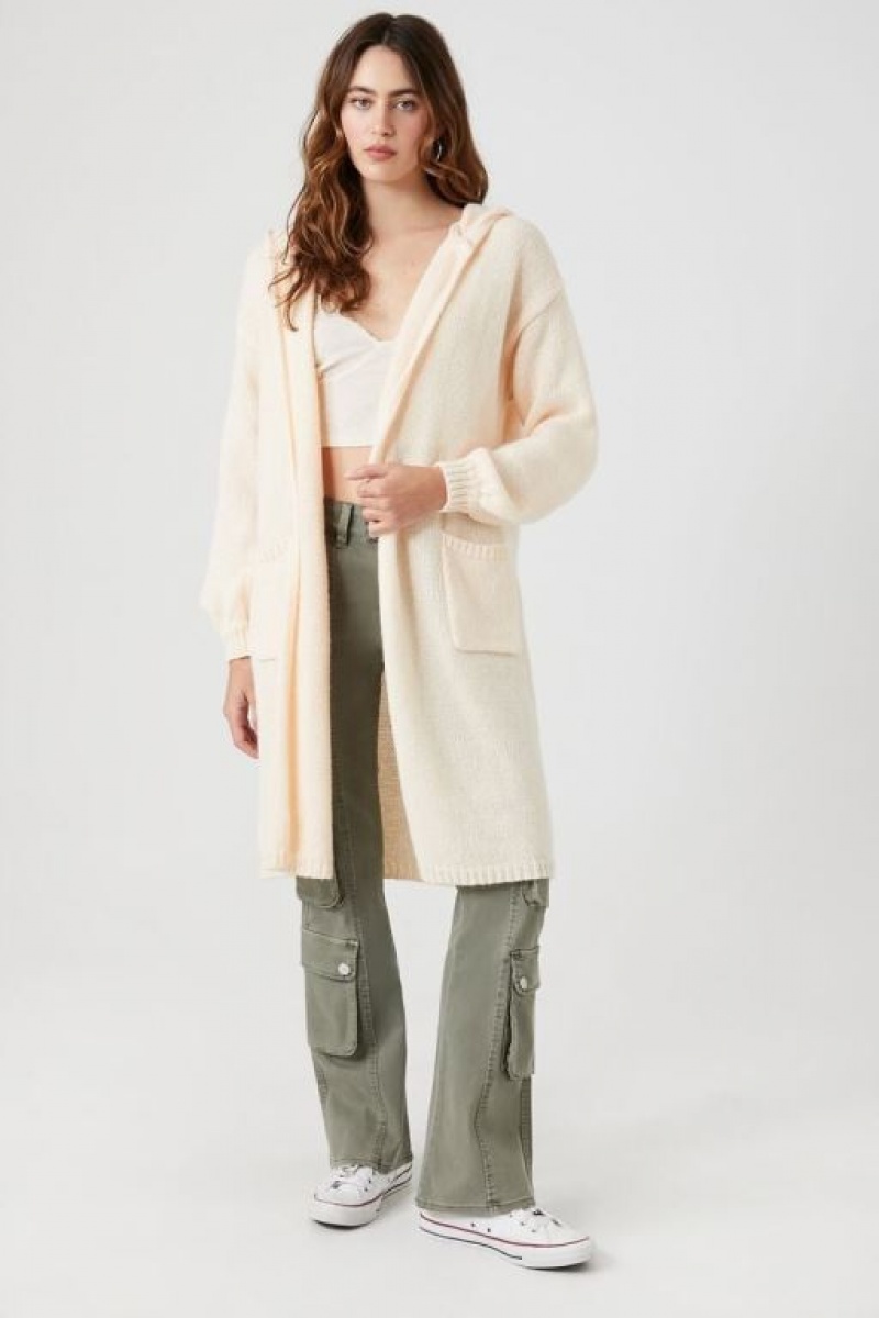 Cárdigan Forever 21 Hooded Mujer Creme | FB5Wbr24msJ