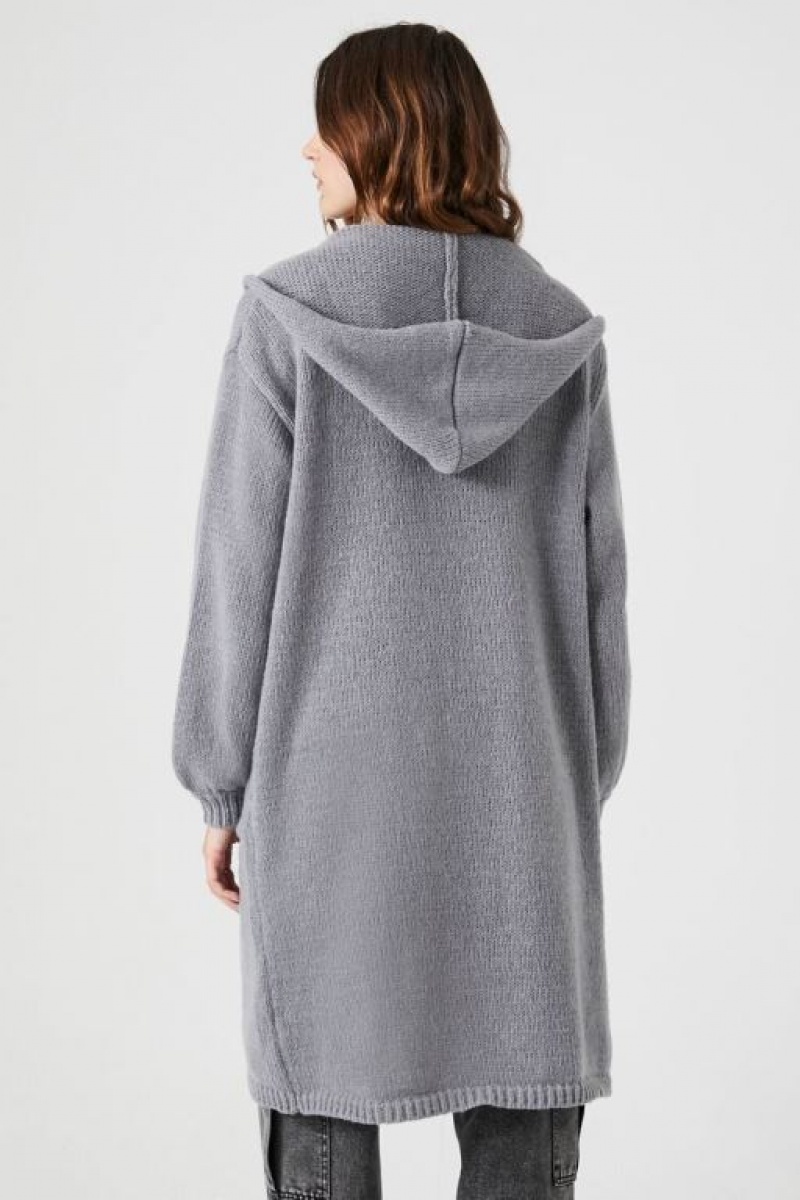 Cárdigan Forever 21 Hooded Mujer Gris | 4EE4YuUBP4h