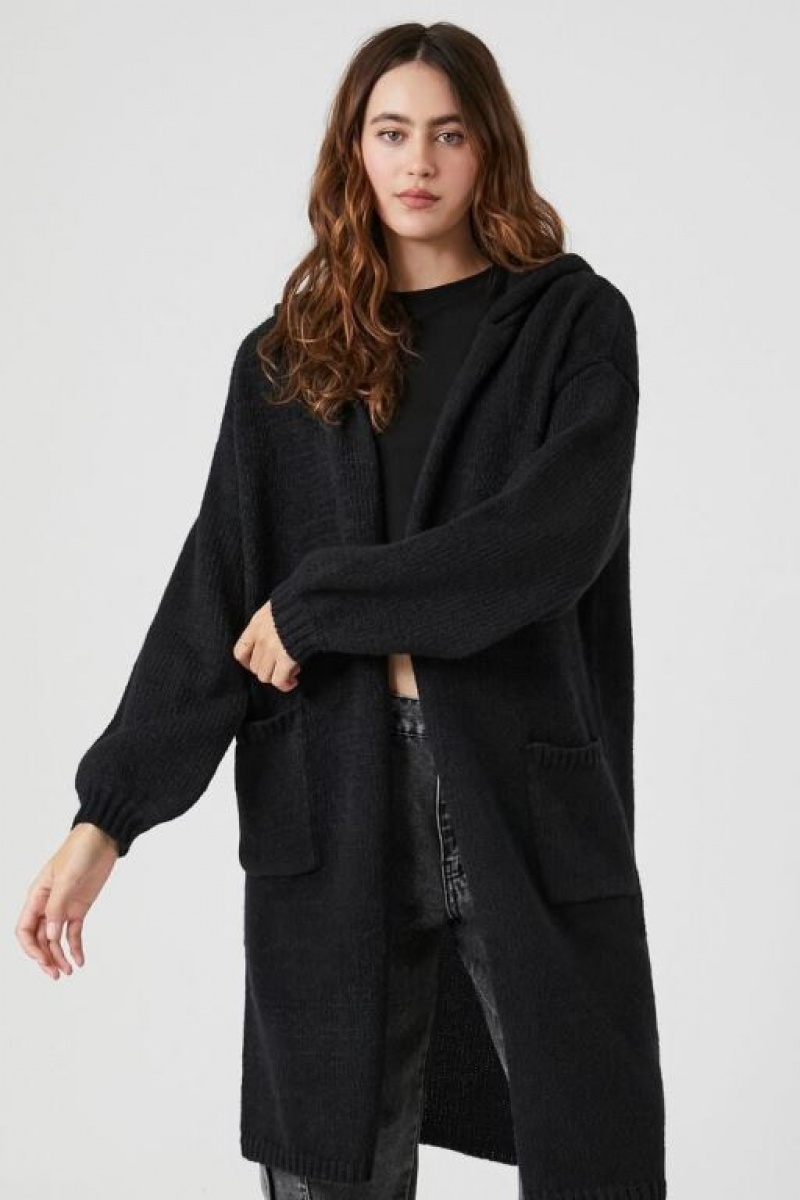 Cárdigan Forever 21 Hooded Mujer Negras | qHNro3zyarx