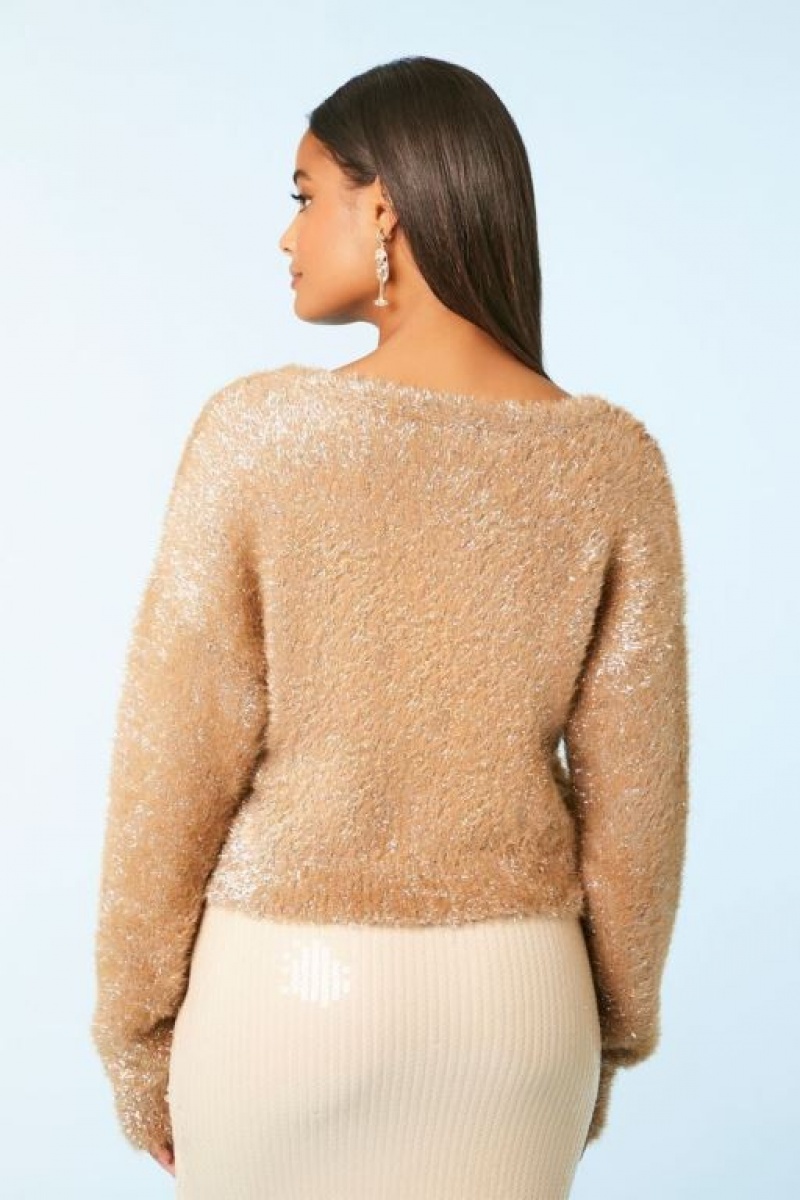 Cárdigan Forever 21 Metallic Knit Crop Mujer Marrones Multicolor | 2oDJkkVCyOu