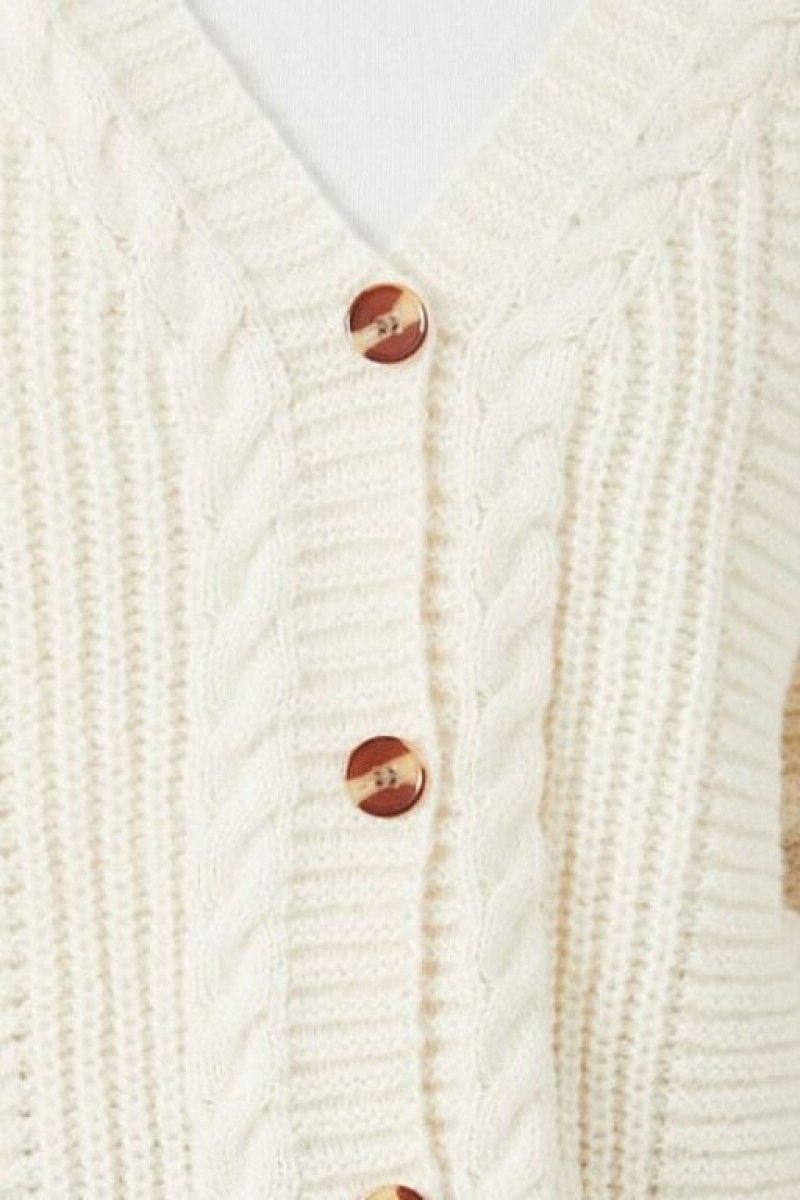 Cárdigan Forever 21 Purl Knit Mujer Creme | SkYfxC0dFKL