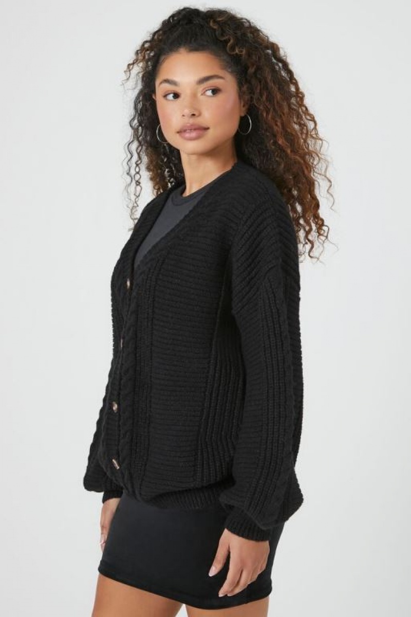 Cárdigan Forever 21 Purl Knit Mujer Negras | tIxPhdczMXc