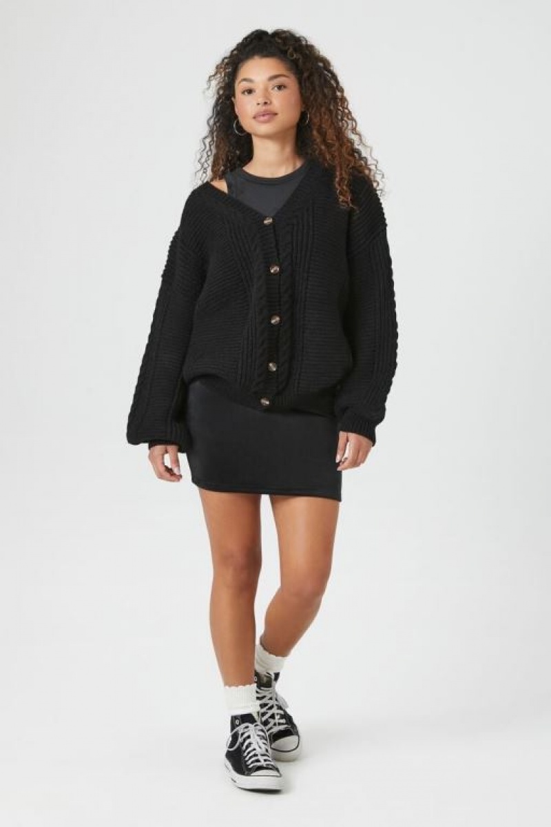 Cárdigan Forever 21 Purl Knit Mujer Negras | tIxPhdczMXc