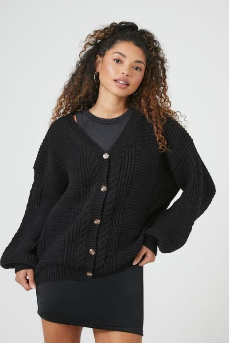 Cárdigan Forever 21 Purl Knit Mujer Negras | tIxPhdczMXc