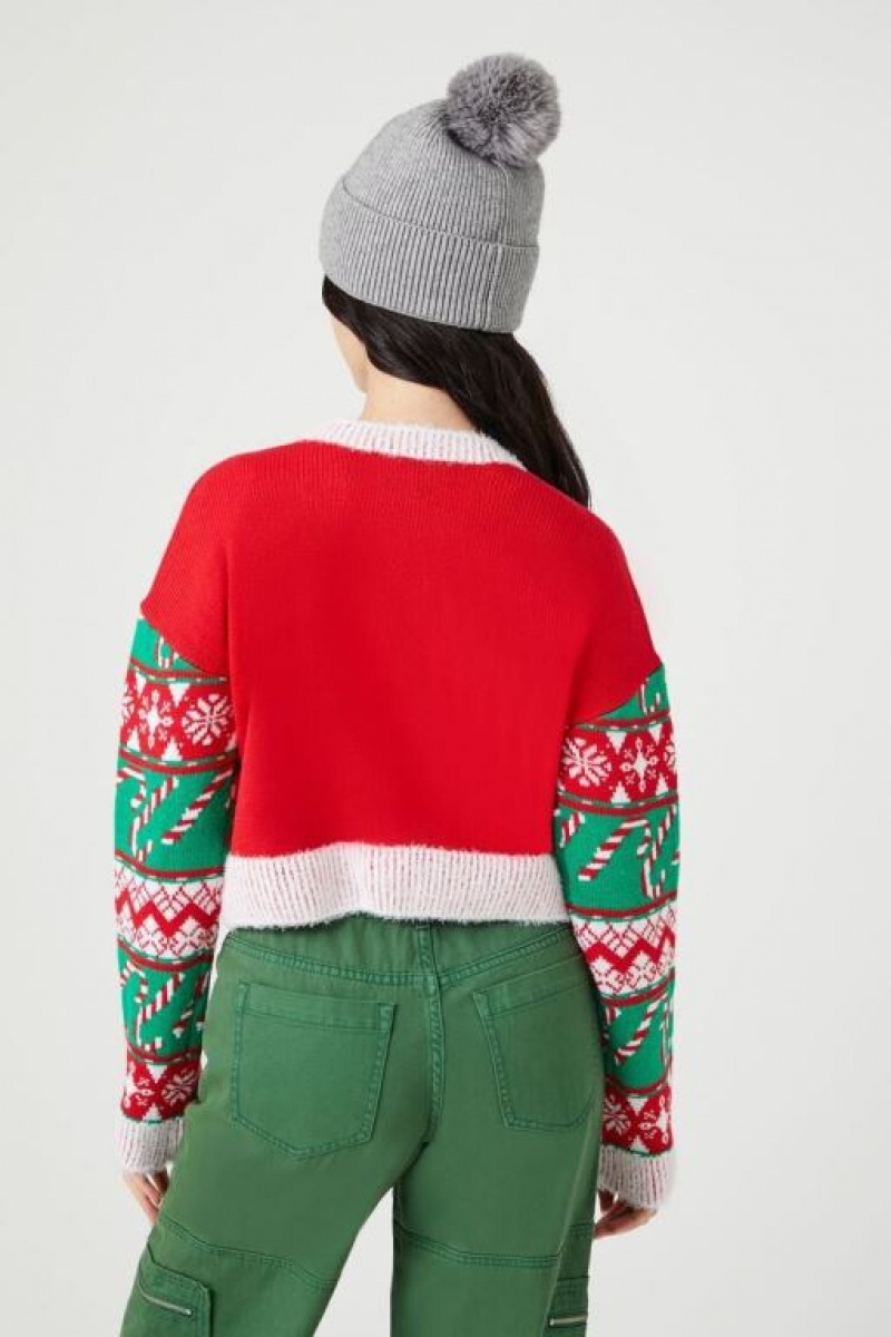 Cárdigan Forever 21 Skiing Santa Mujer Rojas Multicolor | GOt9rhJB7wh