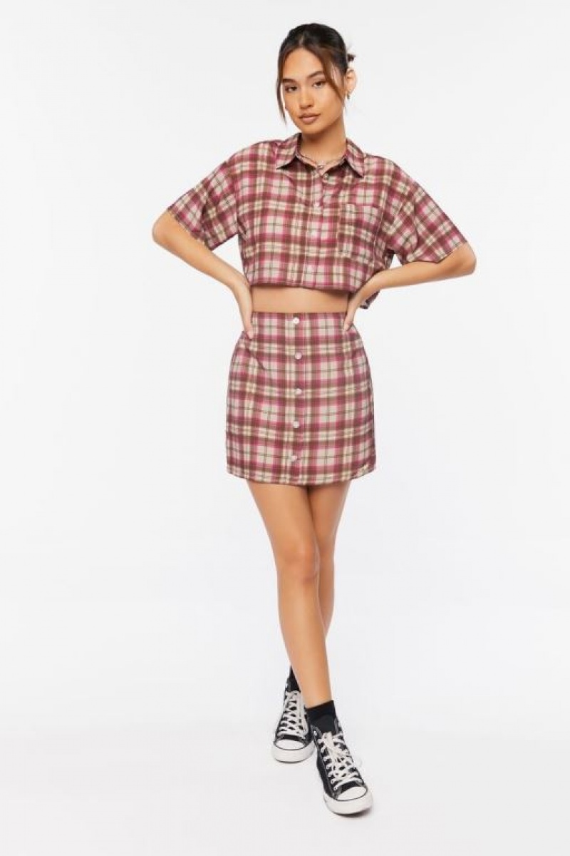 Falda Forever 21 Plaid Cropped Amp Set Mujer Marrones Multicolor | JDOn838zzEa