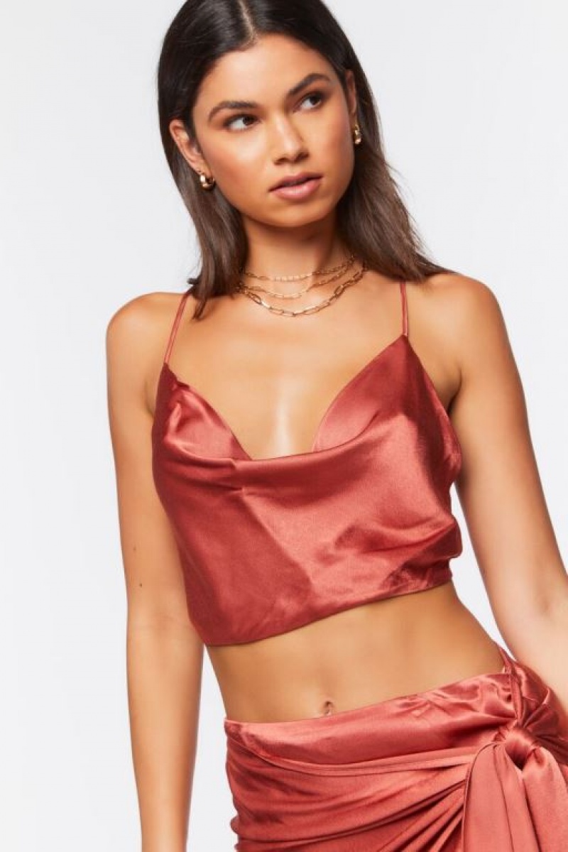 Falda Forever 21 Satin Cropped Cami Amp Self Tie Wrap Mujer Terra Cotta | PYcgZoJf4nh