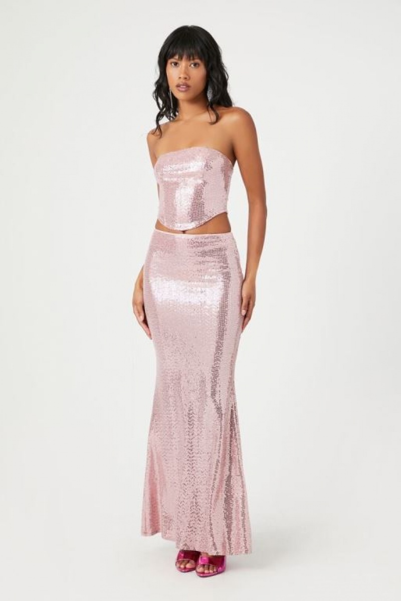 Falda Forever 21 Sequin Tube Amp Mermaid Maxi Set Mujer Moradas | nvyvQh08rUD