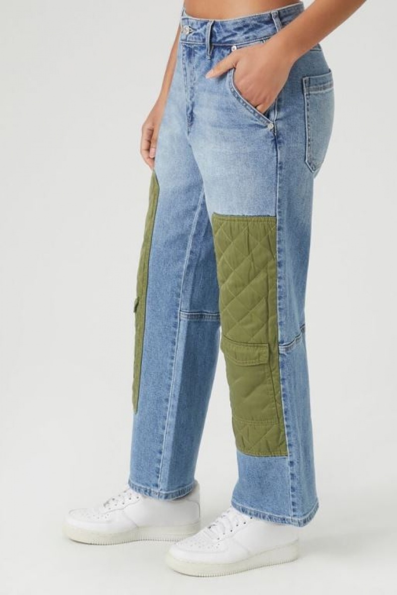 Jeans Forever 21 Acolchado Patchwork Directo Leg Mujer Azules Claro | lwlaDZJXmlp