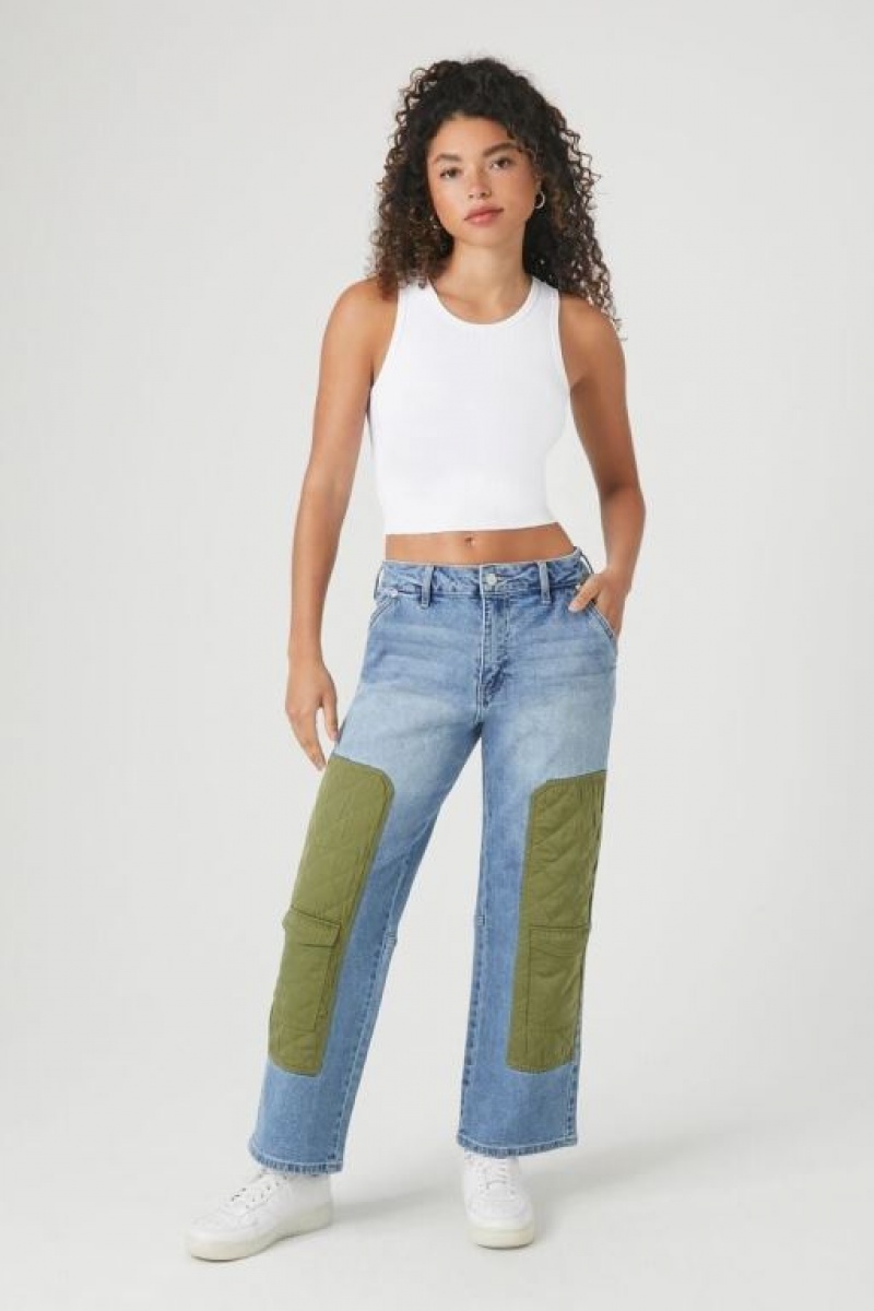 Jeans Forever 21 Acolchado Patchwork Directo Leg Mujer Azules Claro | lwlaDZJXmlp