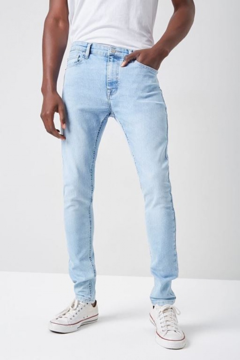 Jeans Forever 21 Basic Flaco Hombre Azules Claro | ncVSLJVH79l