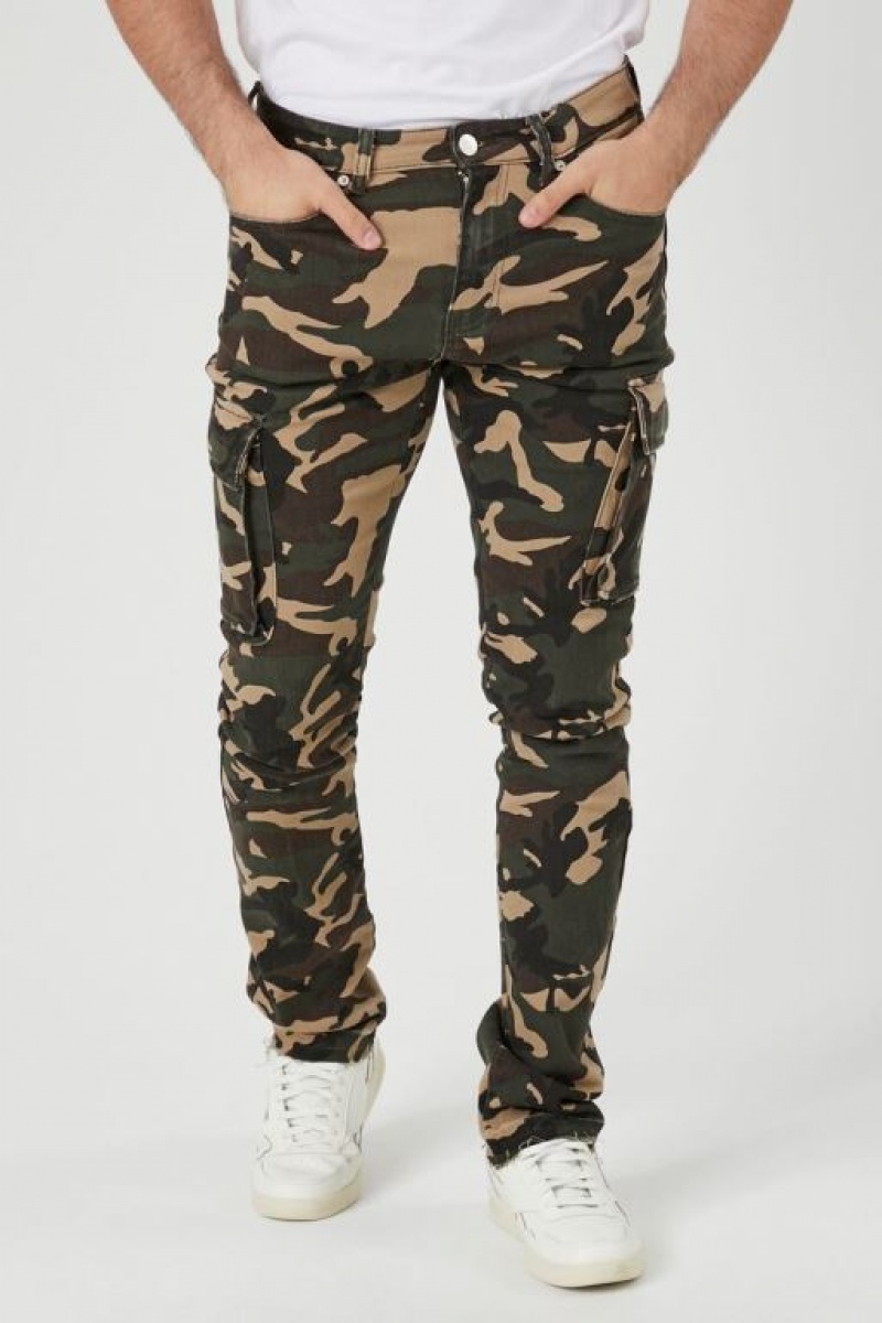 Jeans Forever 21 Camo Print Cargo Flaco Hombre Verde Oliva Multicolor | 7cMaiDHIJyk