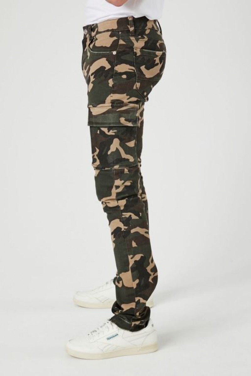 Jeans Forever 21 Camo Print Cargo Flaco Hombre Verde Oliva Multicolor | 7cMaiDHIJyk