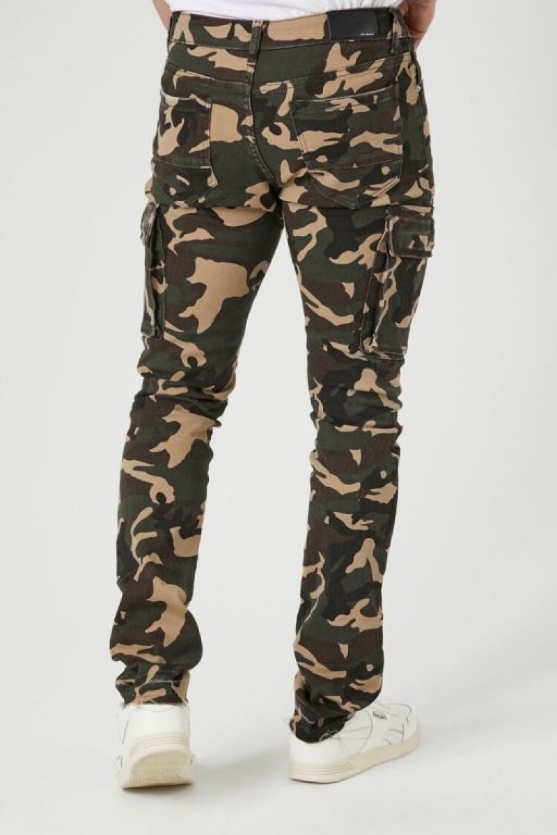 Jeans Forever 21 Camo Print Cargo Flaco Hombre Verde Oliva Multicolor | 7cMaiDHIJyk