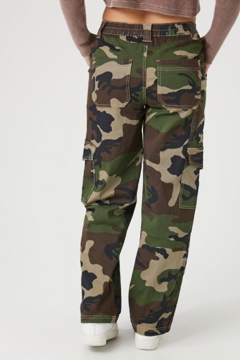 Jeans Forever 21 Camo Print Denim Cargo Mujer Verde Oliva Multicolor | kkyGnojfhiJ