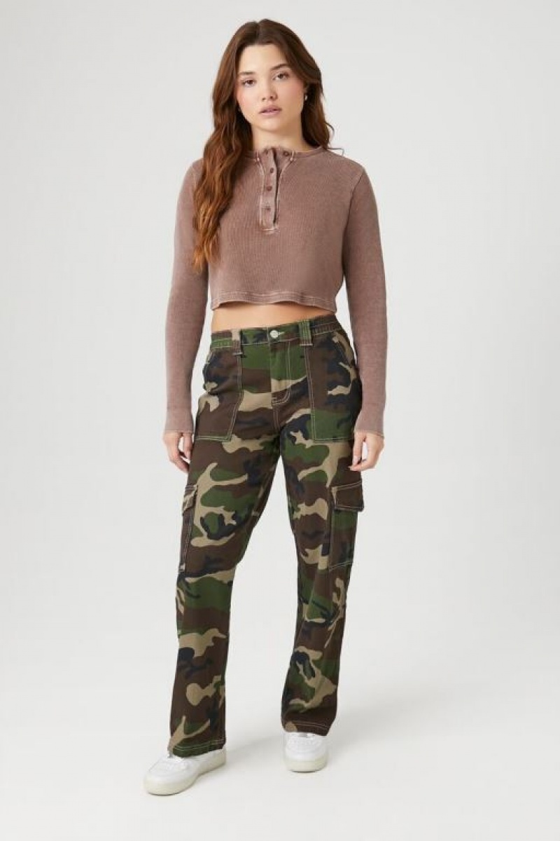 Jeans Forever 21 Camo Print Denim Cargo Mujer Verde Oliva Multicolor | kkyGnojfhiJ