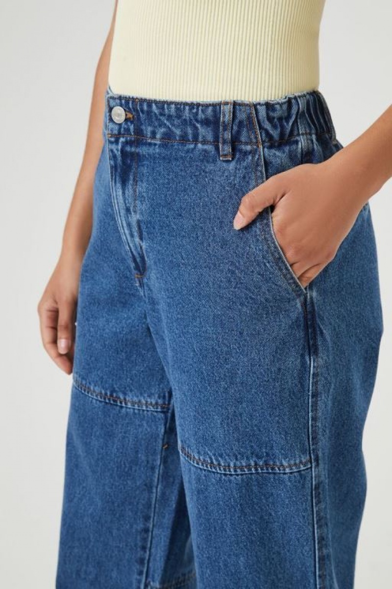 Jeans Forever 21 Cargo Denim Parachute Mujer Azules Oscuro | Em384NqniJM