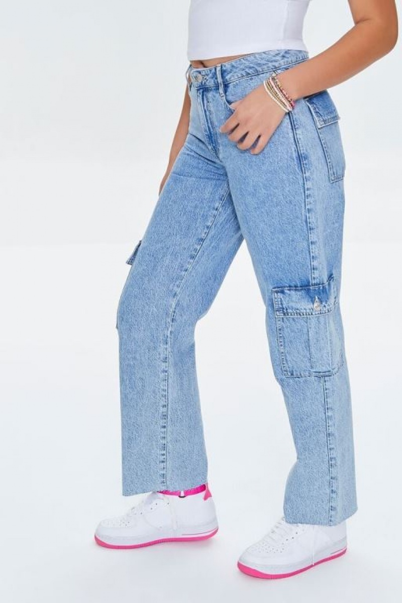 Jeans Forever 21 Cargo Directo Leg Mujer Azules Claro | VIIpzERsxR9