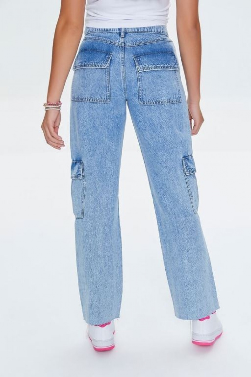 Jeans Forever 21 Cargo Directo Leg Mujer Azules Claro | VIIpzERsxR9