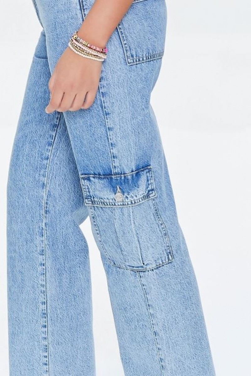 Jeans Forever 21 Cargo Directo Leg Mujer Azules Claro | VIIpzERsxR9