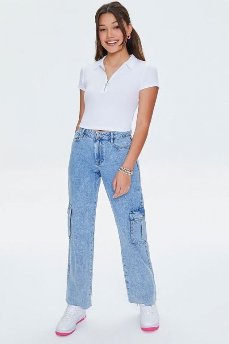 Jeans Forever 21 Cargo Directo Leg Mujer Azules Claro | VIIpzERsxR9