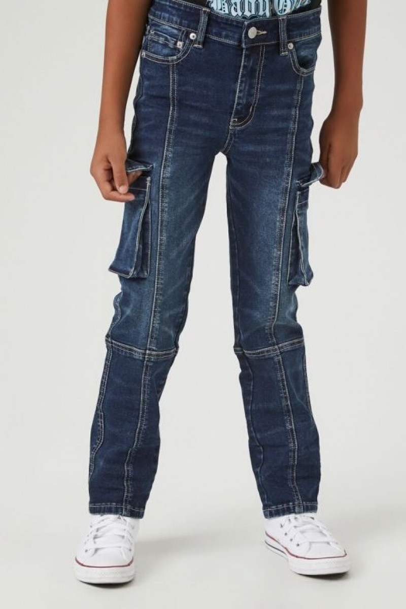 Jeans Forever 21 Cargo Flaco Girls Boys Niños Azules Oscuro | liRbIBiJlee