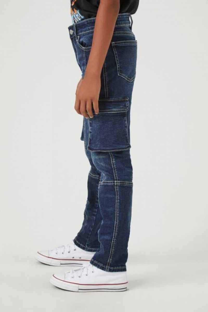 Jeans Forever 21 Cargo Flaco Girls Boys Niños Azules Oscuro | liRbIBiJlee