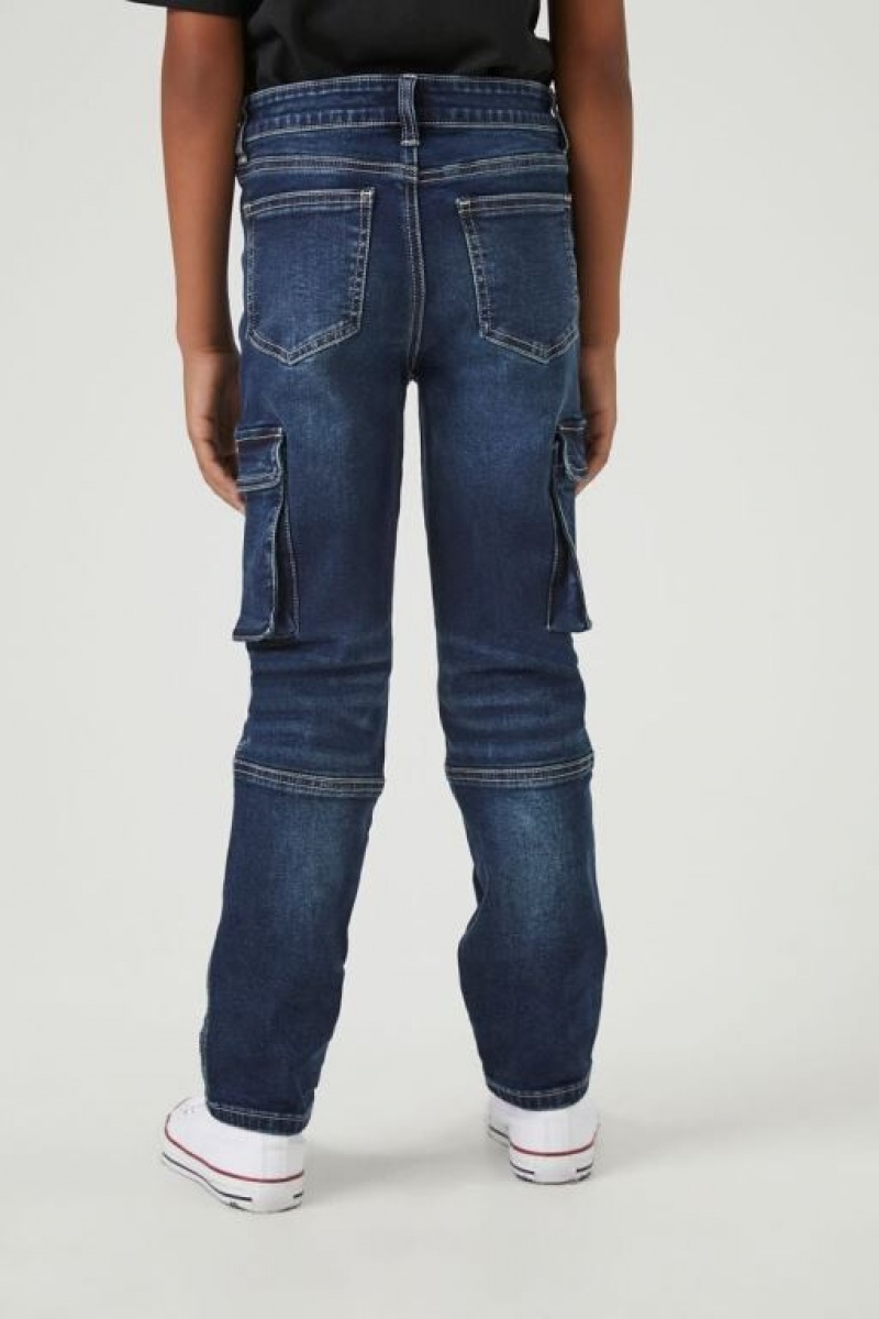 Jeans Forever 21 Cargo Flaco Girls Boys Niños Azules Oscuro | liRbIBiJlee