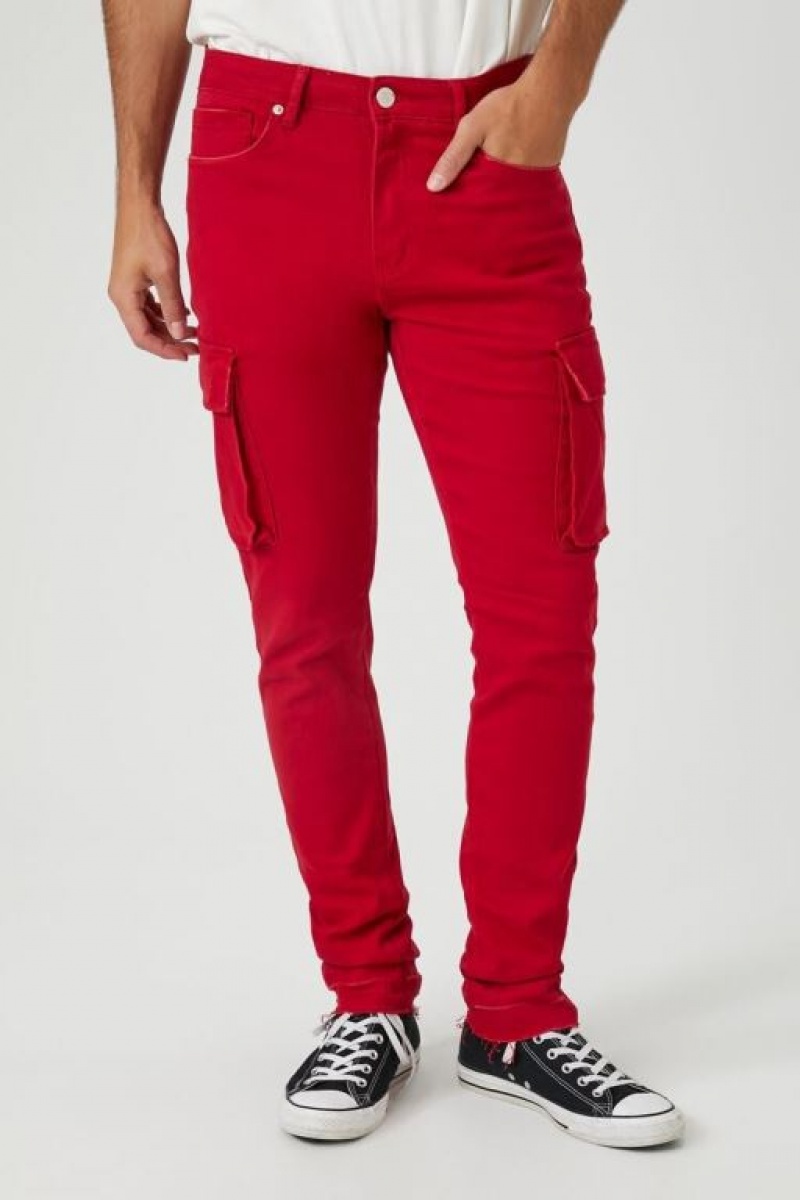 Jeans Forever 21 Cargo Flaco Hombre Rojas | 78yRikxJ4q1