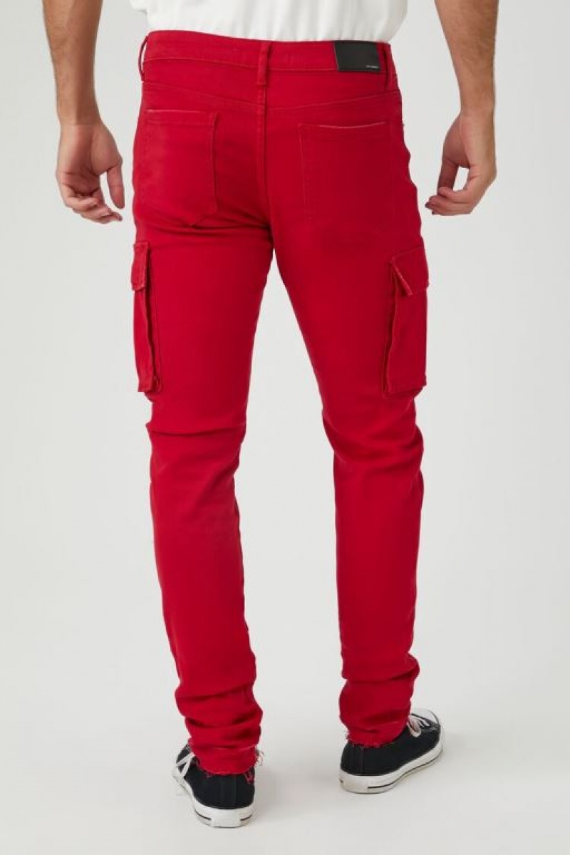 Jeans Forever 21 Cargo Flaco Hombre Rojas | 78yRikxJ4q1