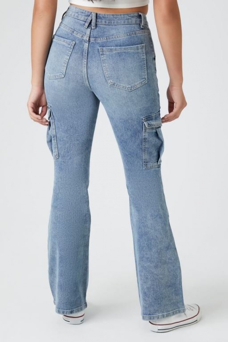 Jeans Forever 21 Cargo Flare Mujer Azules | lrGQ7WRS8Ou