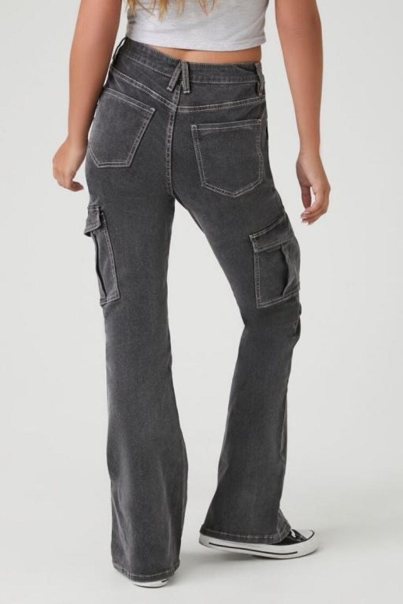 Jeans Forever 21 Cargo Flare Mujer Negras | Wz9Pyf80S1g