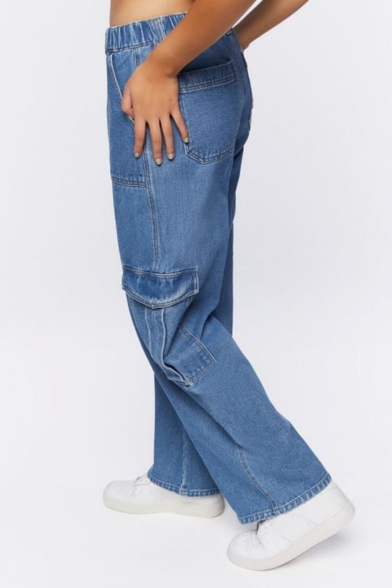 Jeans Forever 21 Cargo Ultra Slouchy Mujer Azules | 5hUsMw4Sv4a