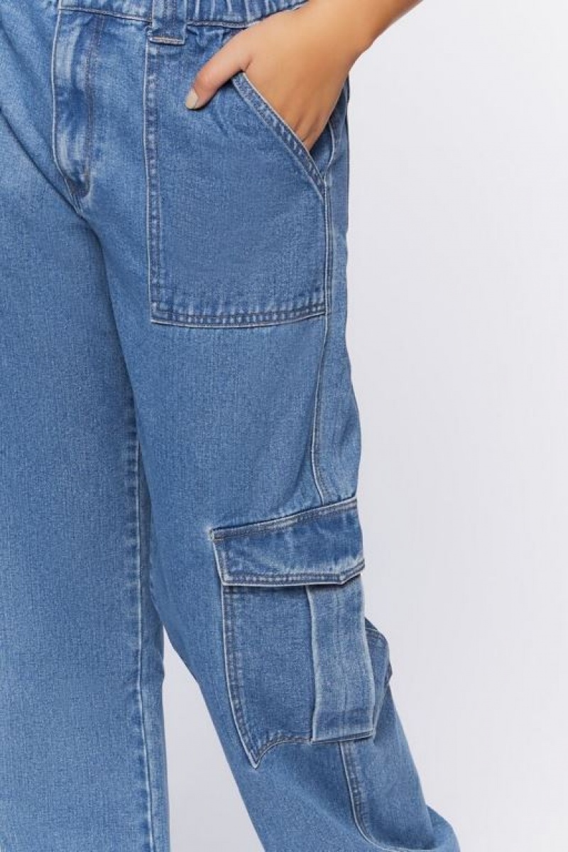 Jeans Forever 21 Cargo Ultra Slouchy Mujer Azules | 5hUsMw4Sv4a