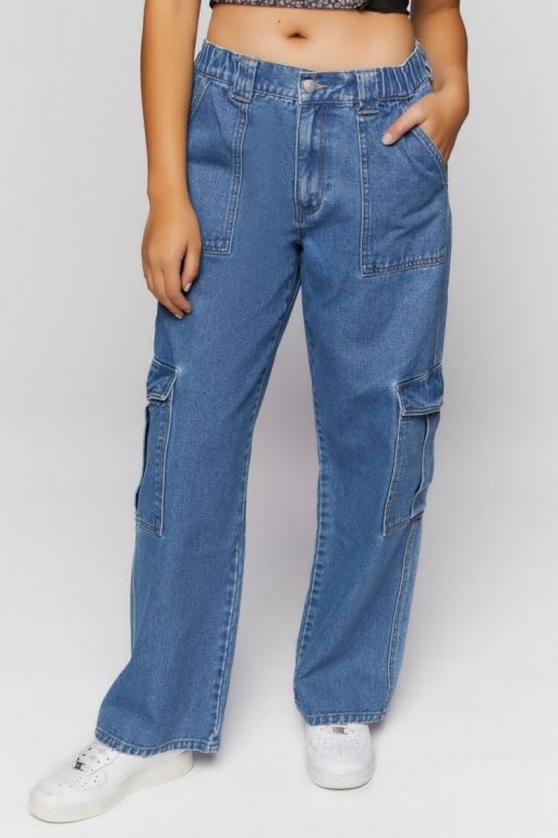 Jeans Forever 21 Cargo Ultra Slouchy Mujer Azules | 5hUsMw4Sv4a