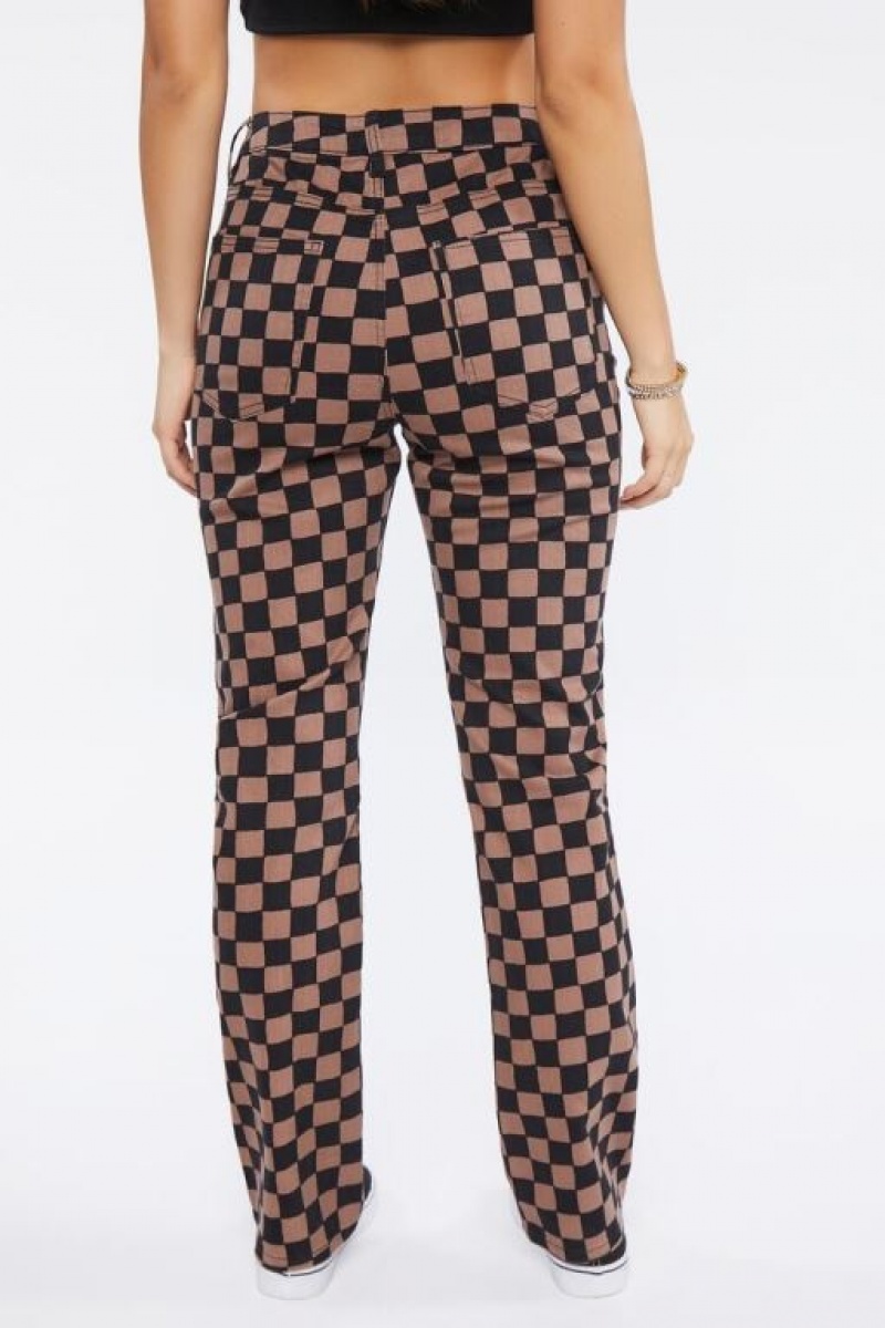 Jeans Forever 21 Checkered Print Mujer Gris Marrones Negras | FC5zjRQLUU0