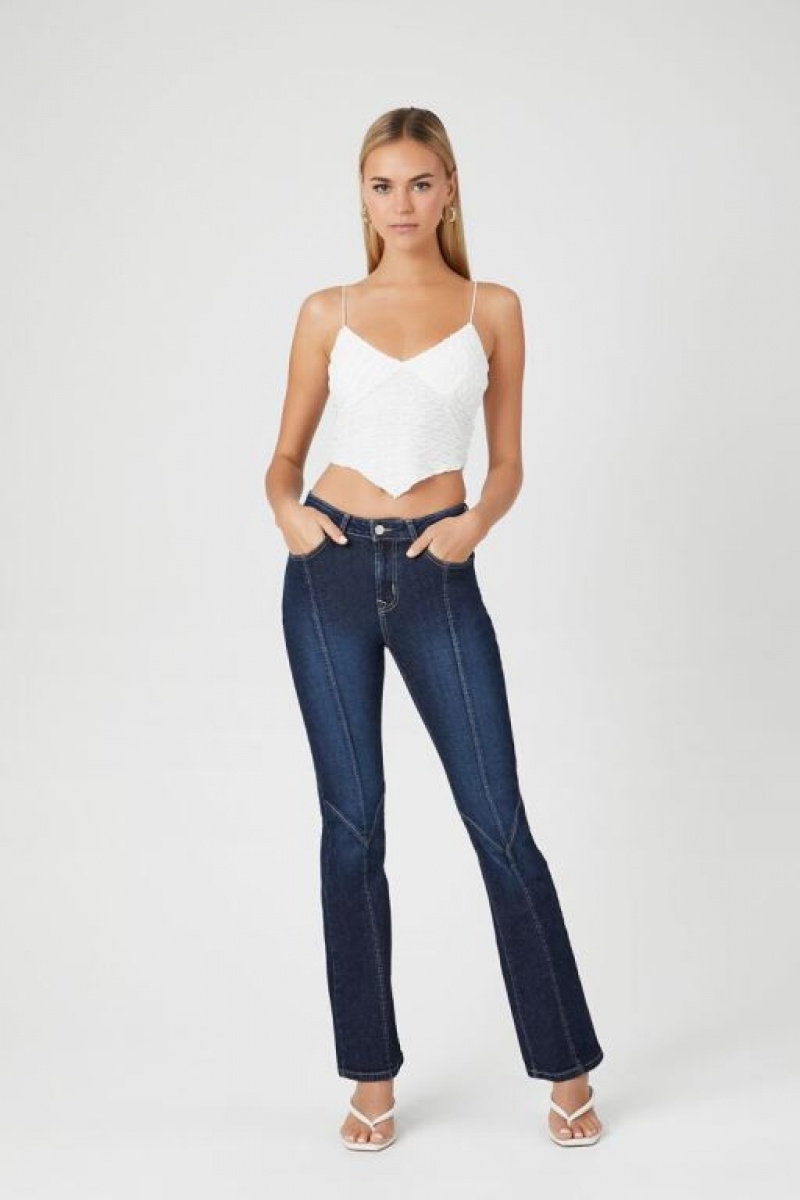 Jeans Forever 21 Contrast Seam Flare Mujer Azules Oscuro | kgJ2ZPyU73r