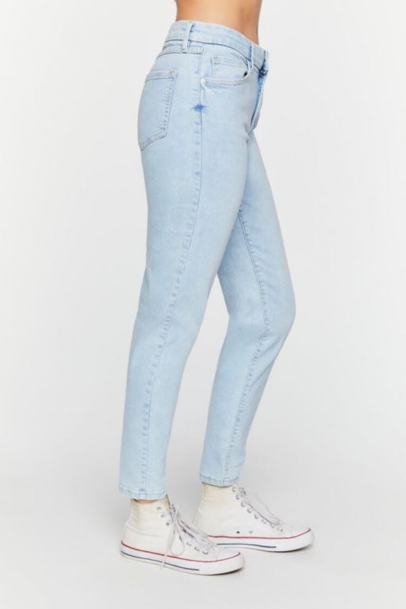 Jeans Forever 21 Curved Flaco Contour Mujer Azules Claro | QY5hWwG5dRi