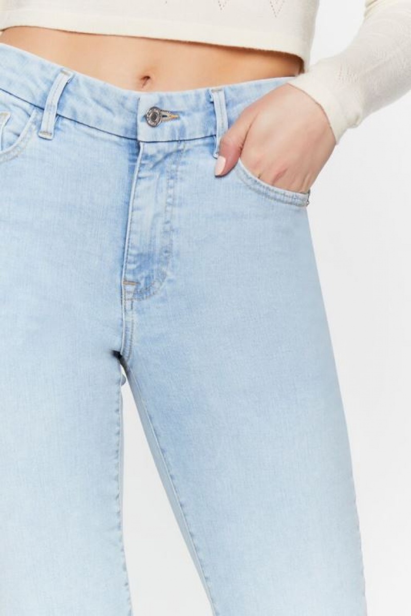 Jeans Forever 21 Curved Flaco Contour Mujer Azules Claro | QY5hWwG5dRi