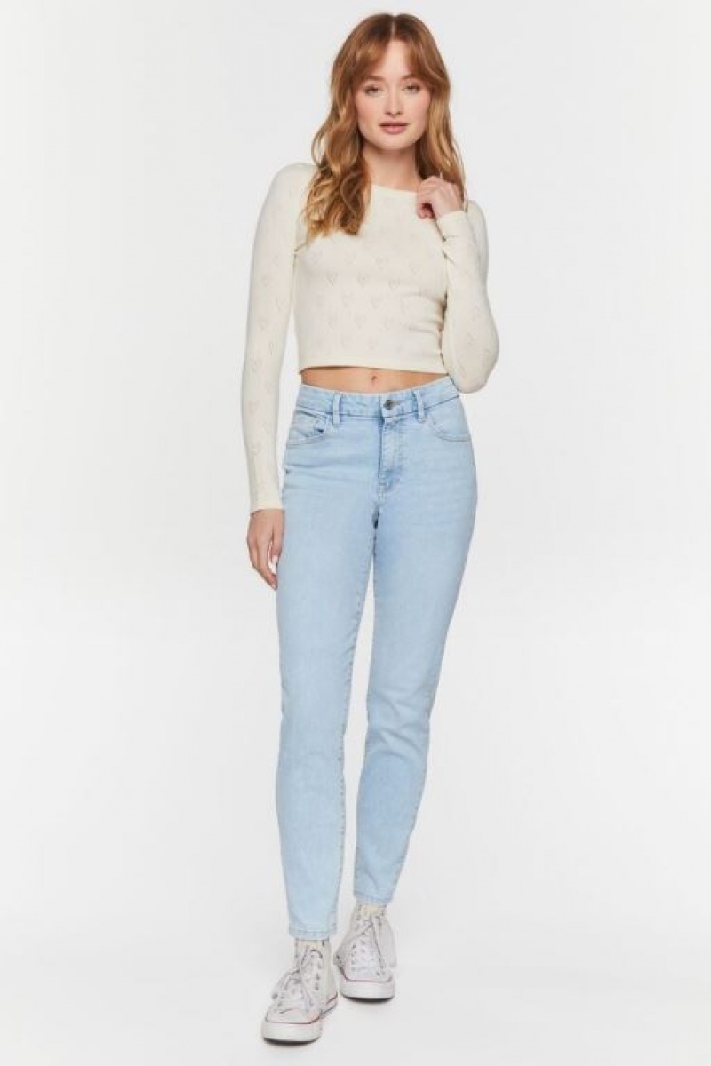 Jeans Forever 21 Curved Flaco Contour Mujer Azules Claro | QY5hWwG5dRi