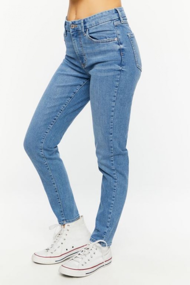 Jeans Forever 21 Curved Flaco Contour Mujer Azules | zcPJ0updmJc