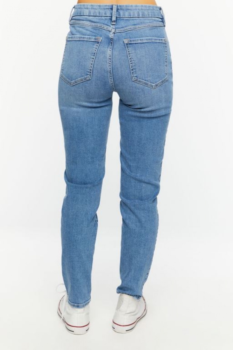 Jeans Forever 21 Curved Flaco Contour Mujer Azules | zcPJ0updmJc